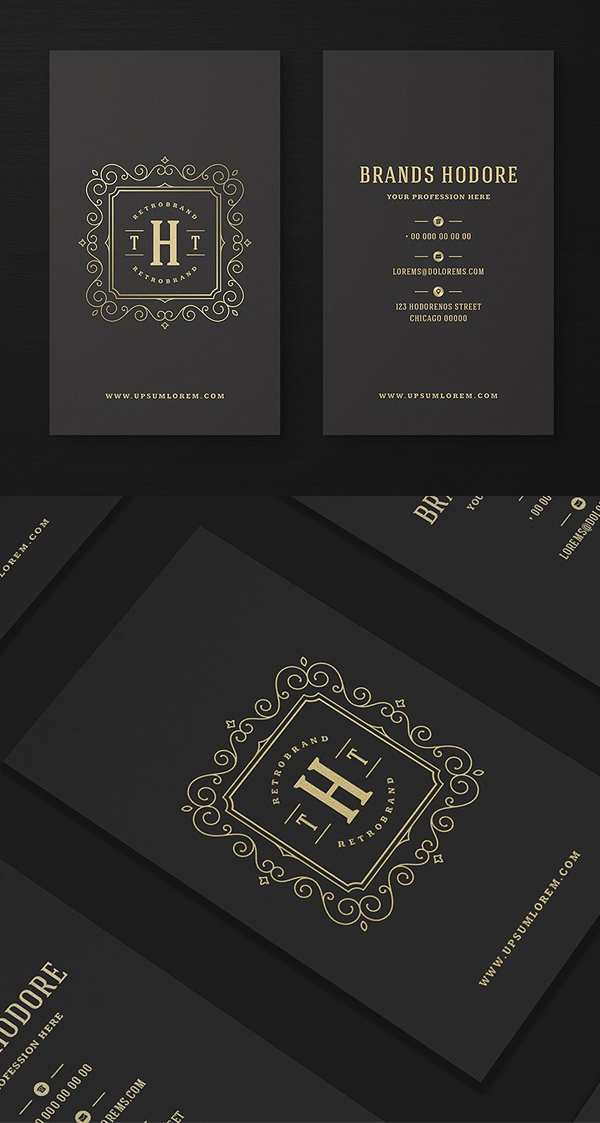 Luxury Golden Flourishes Ornament Business Card and Logo Design