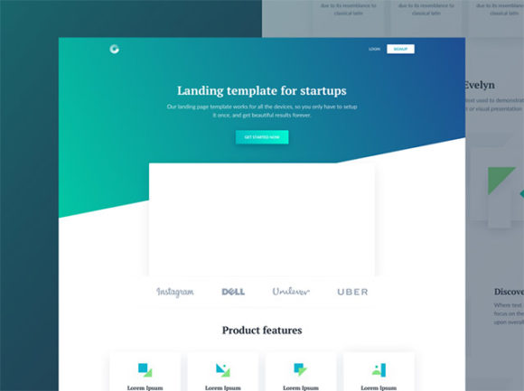 Evelyn: HTML landing page for startups