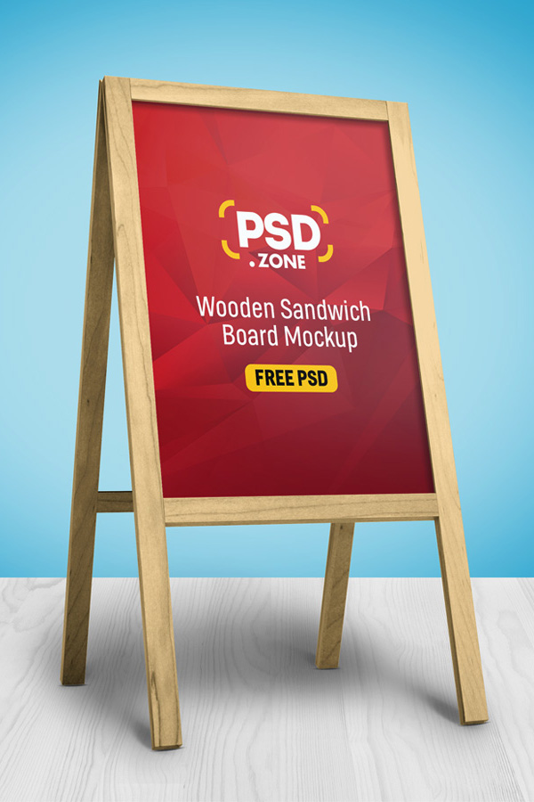 Free Wooden Sandwich Board Mockup PSD