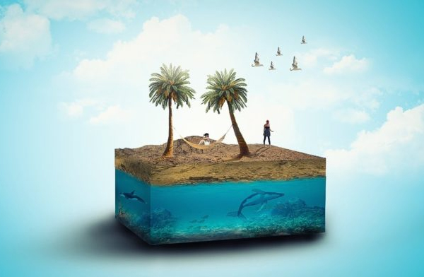 How to Create 3d Beach Photo Manipulation And 3d Effect in Photoshop Tutorial