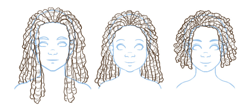 How to Draw Natural, Textured, Afro Hairstyles (Afros, Locs, Braids ...