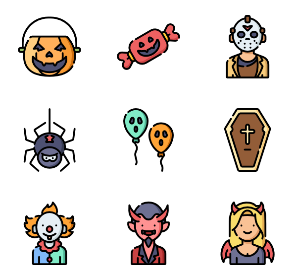 halloween design elements vector icon set