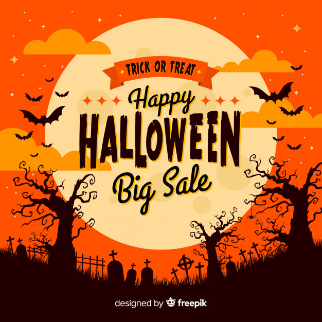 halloween sale background with moon