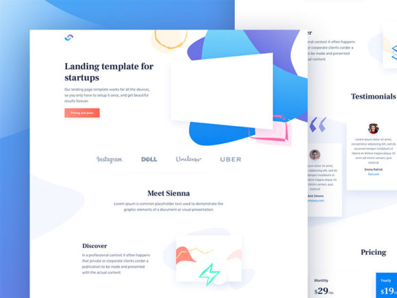 Sienna: Free HTML template for startups