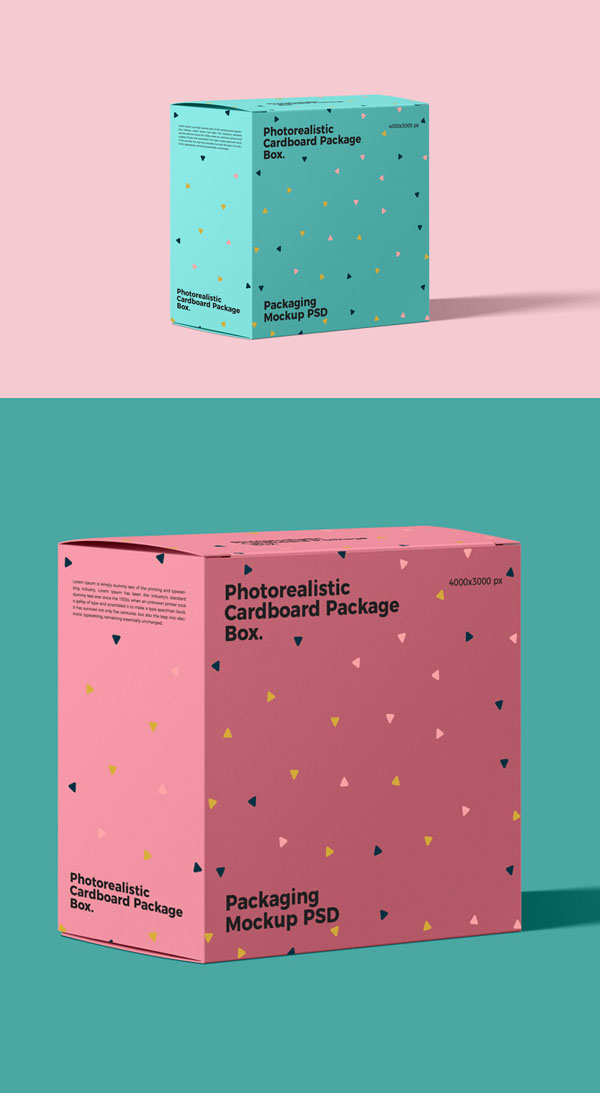 Free Photorealistic Cardboard Package Box Mockup PSD