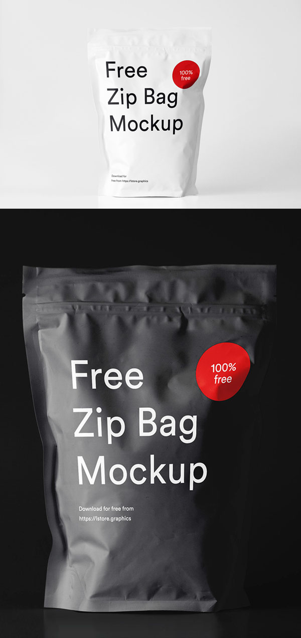 Free Zip Bag PSD Mockup