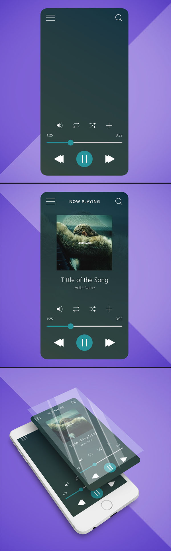 Music Player Interface - Free UI Mockup + Illustration