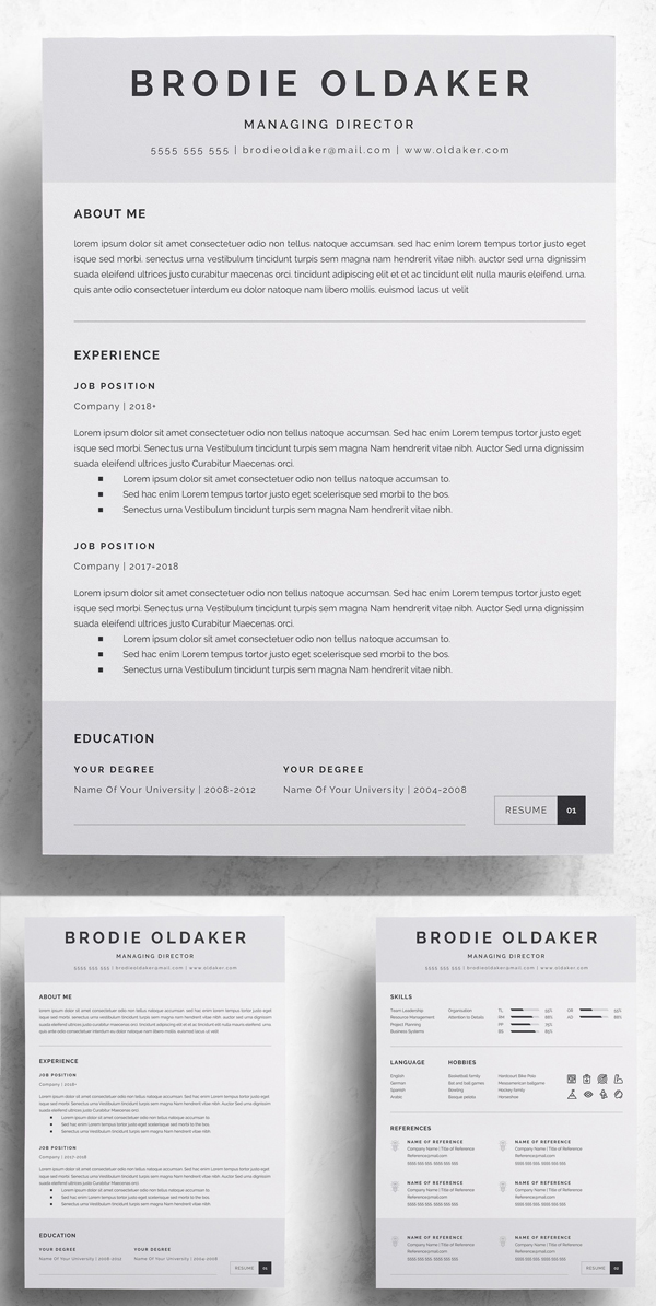 3 Pages Professional Resume Template