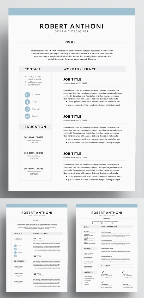 4 Page Resume / CV Template For Word