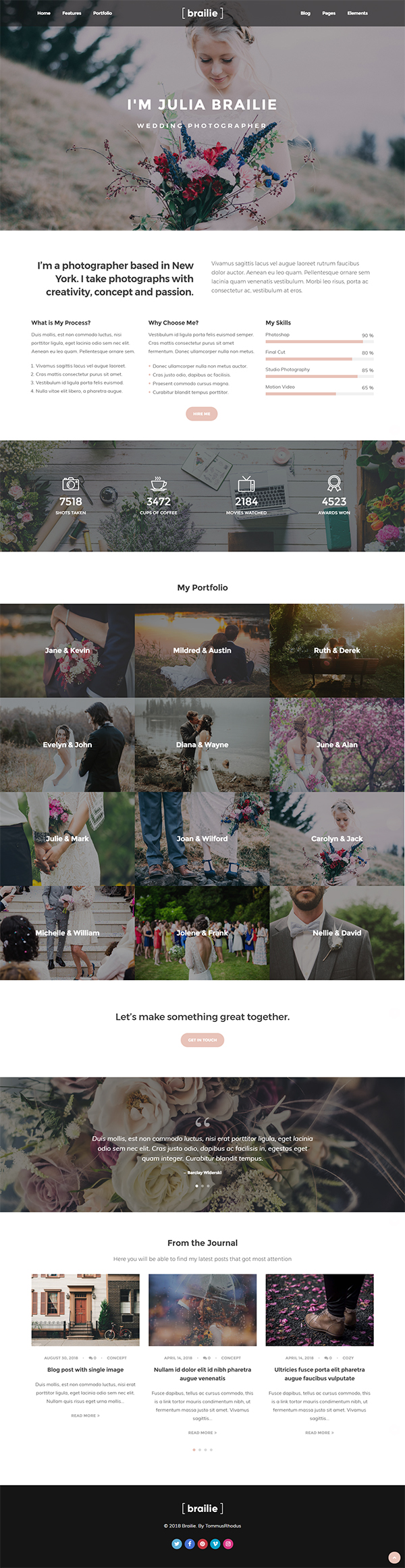 Brailie Photography Responsive WordPress Theme for Photography