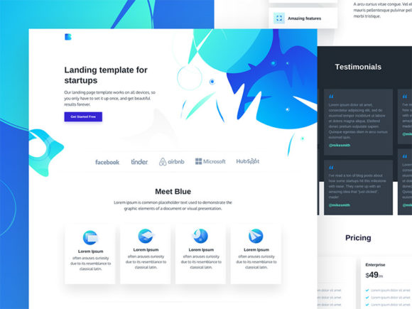 Blue: Elegant free HTML landing template