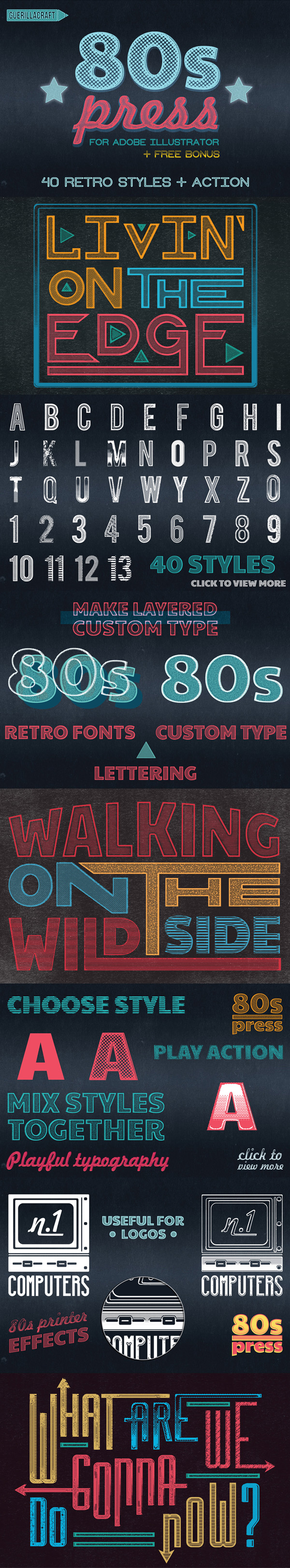 Freebies for 2019: Free 40 Retro Style for Adobe Illustrator