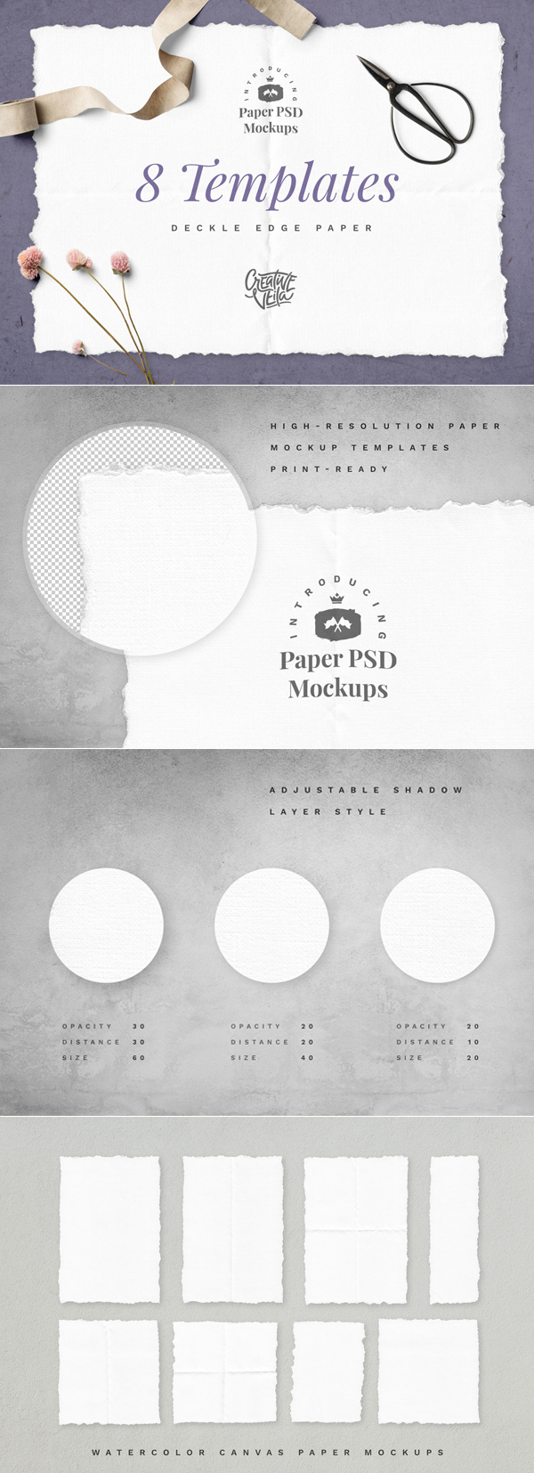 Freebies for 2019: Free Deckle Edge Paper Mockup Set