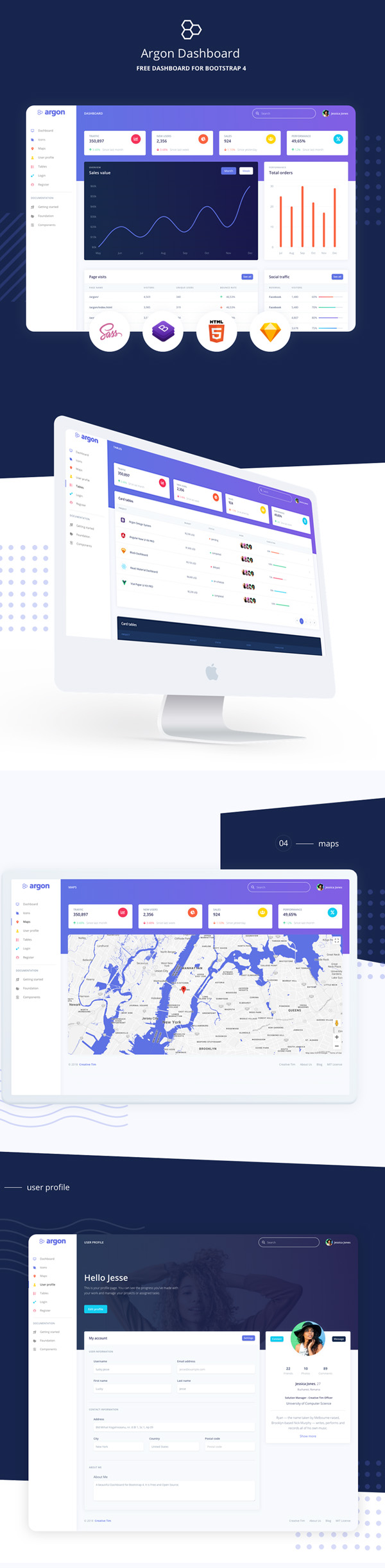 Freebies for 2019: Free Dashboard UI/UX Template for Bootstrap 4