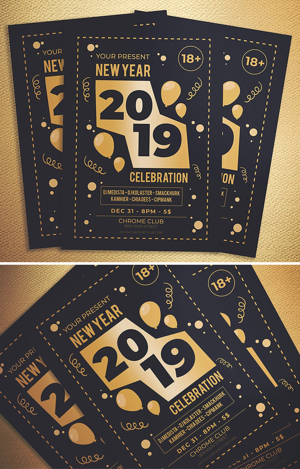 Dark New Year Party Flyer Template