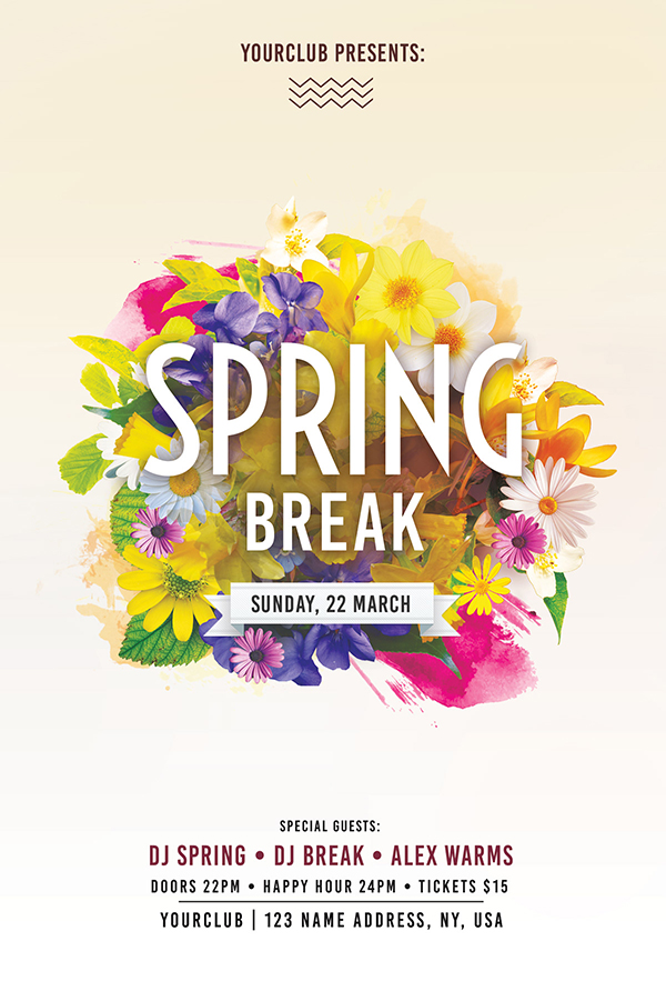 Free Spring Break PSD Flyer Template