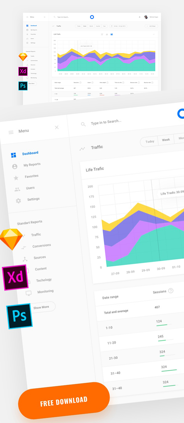 Web Stat Free Dashboard UI Design Template