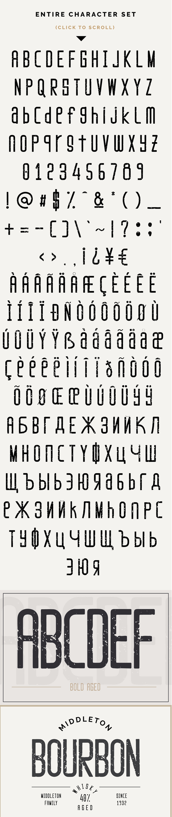 Marisole Vintage Textured Font Letters