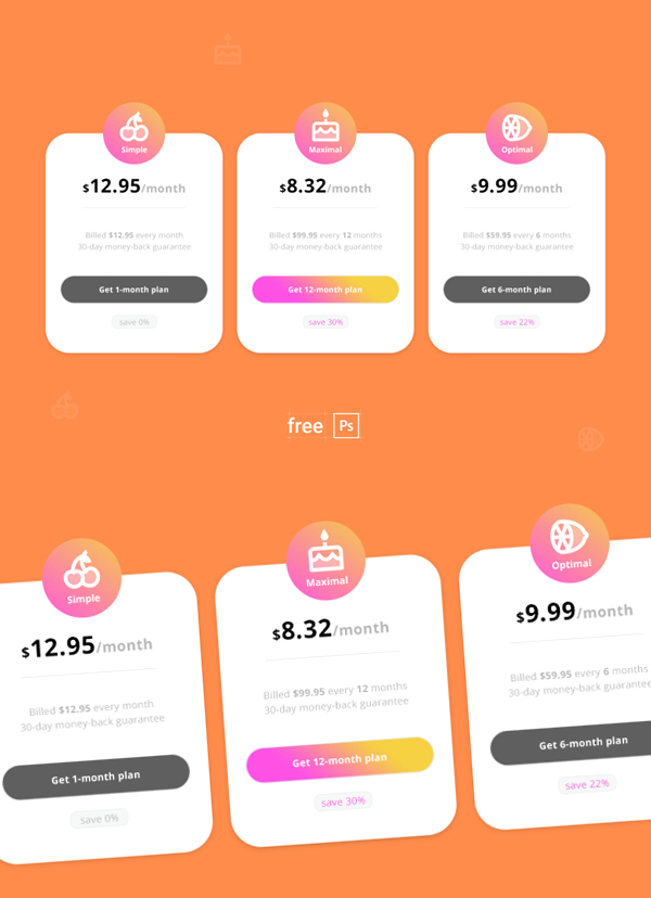 Free Pricing Table PSD Template