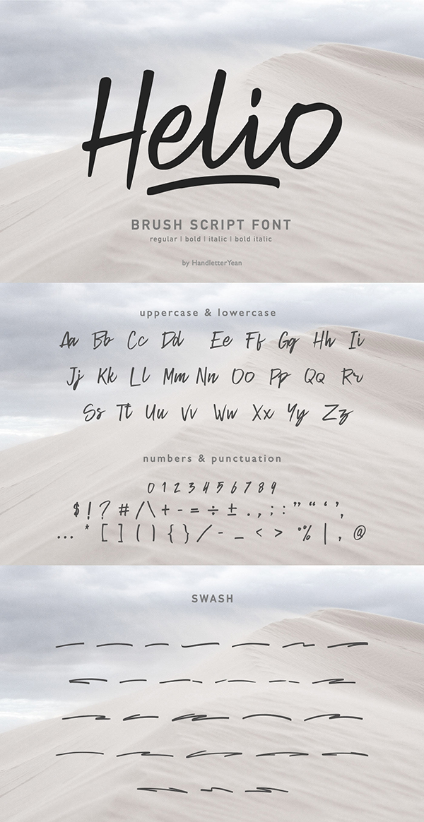 Helio Handwritten Brush Free Font - 50 Best Free Brush Fonts