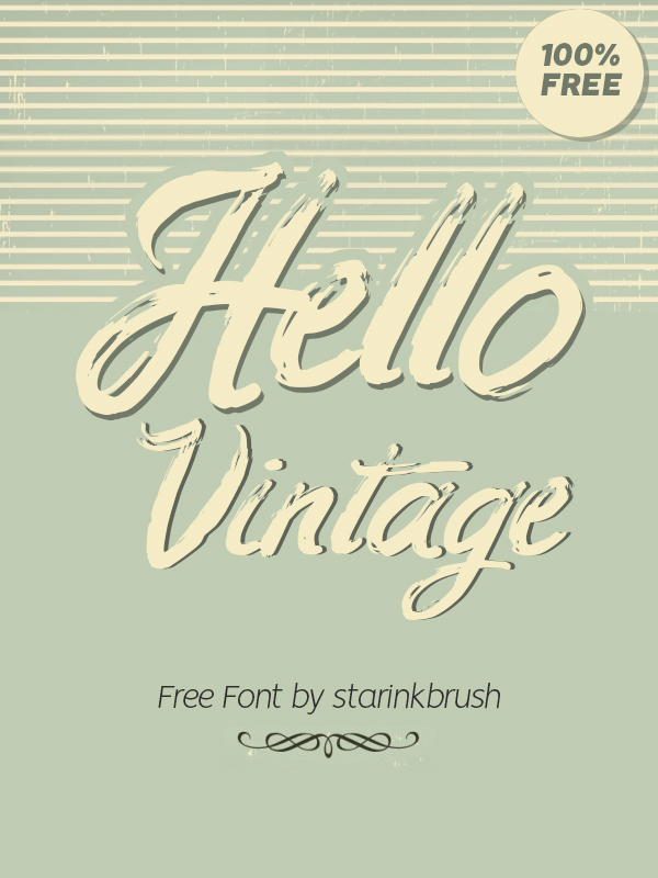 Hello Vintage Free Font - 50 Best Free Brush Fonts