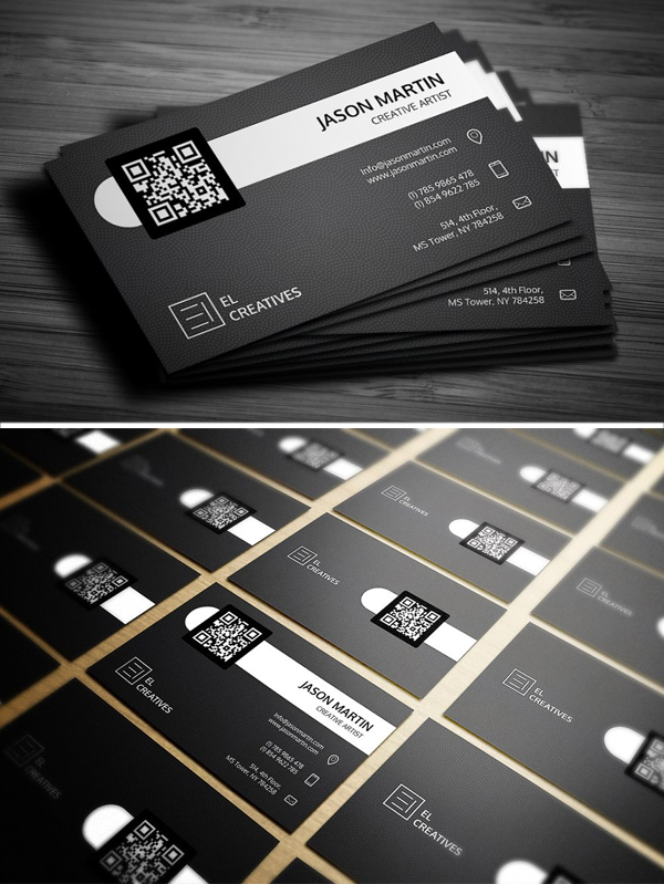Clean Dark Dotted Business Card