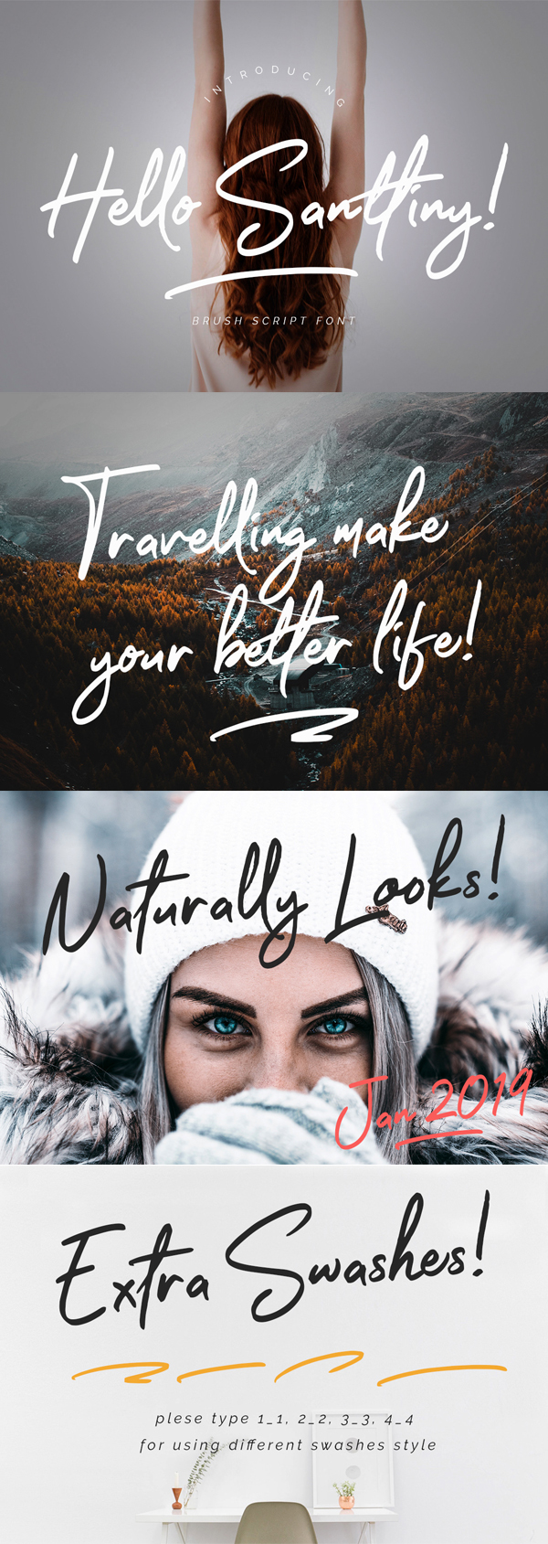 Hello Santtiny Brush Script Free Font