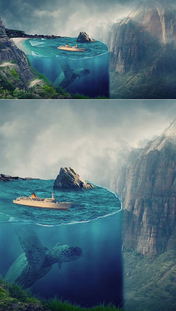 How to Create 3D Underwater Effect Creative Art in Photoshop Tutorial