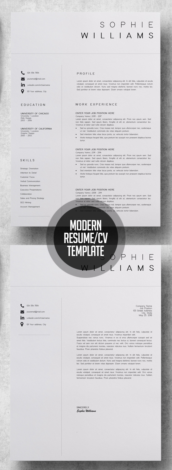 Modern Resume Template and CV Template #resumedesign