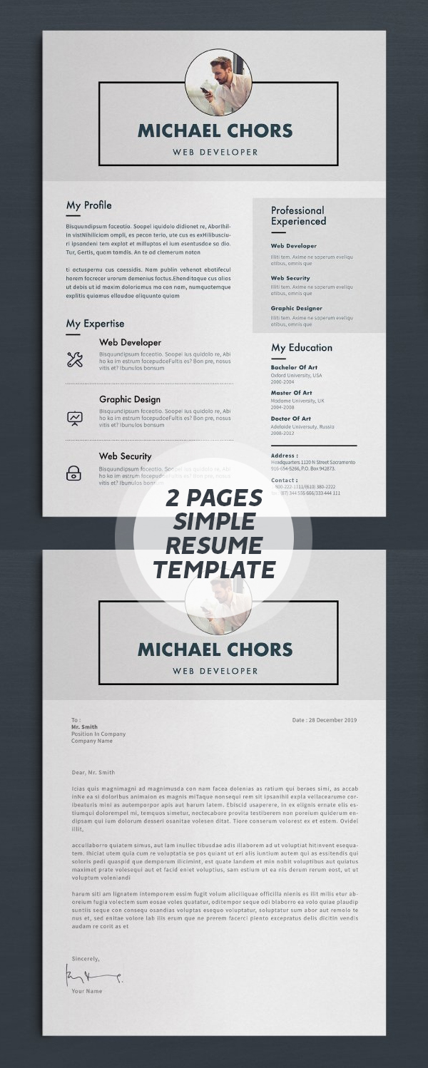 2 Page Resume/CV Design #resumedesign