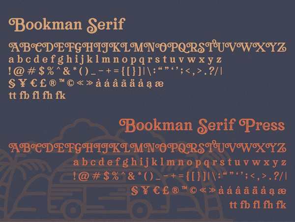 Bookman Font Collection Free font letters