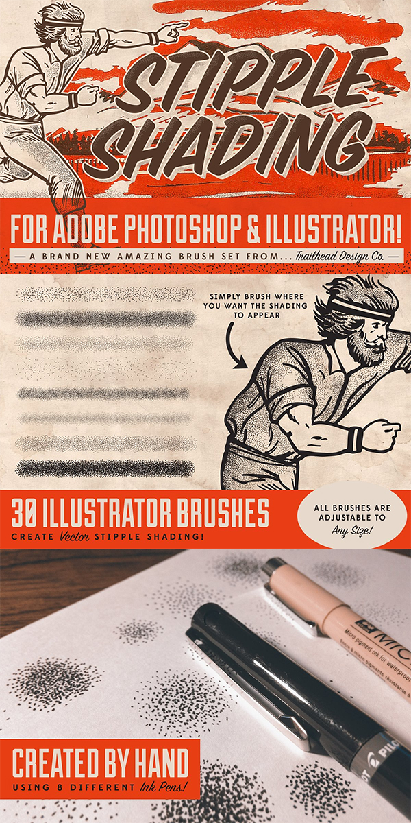 Stipple Shading Brushes for PS & AI