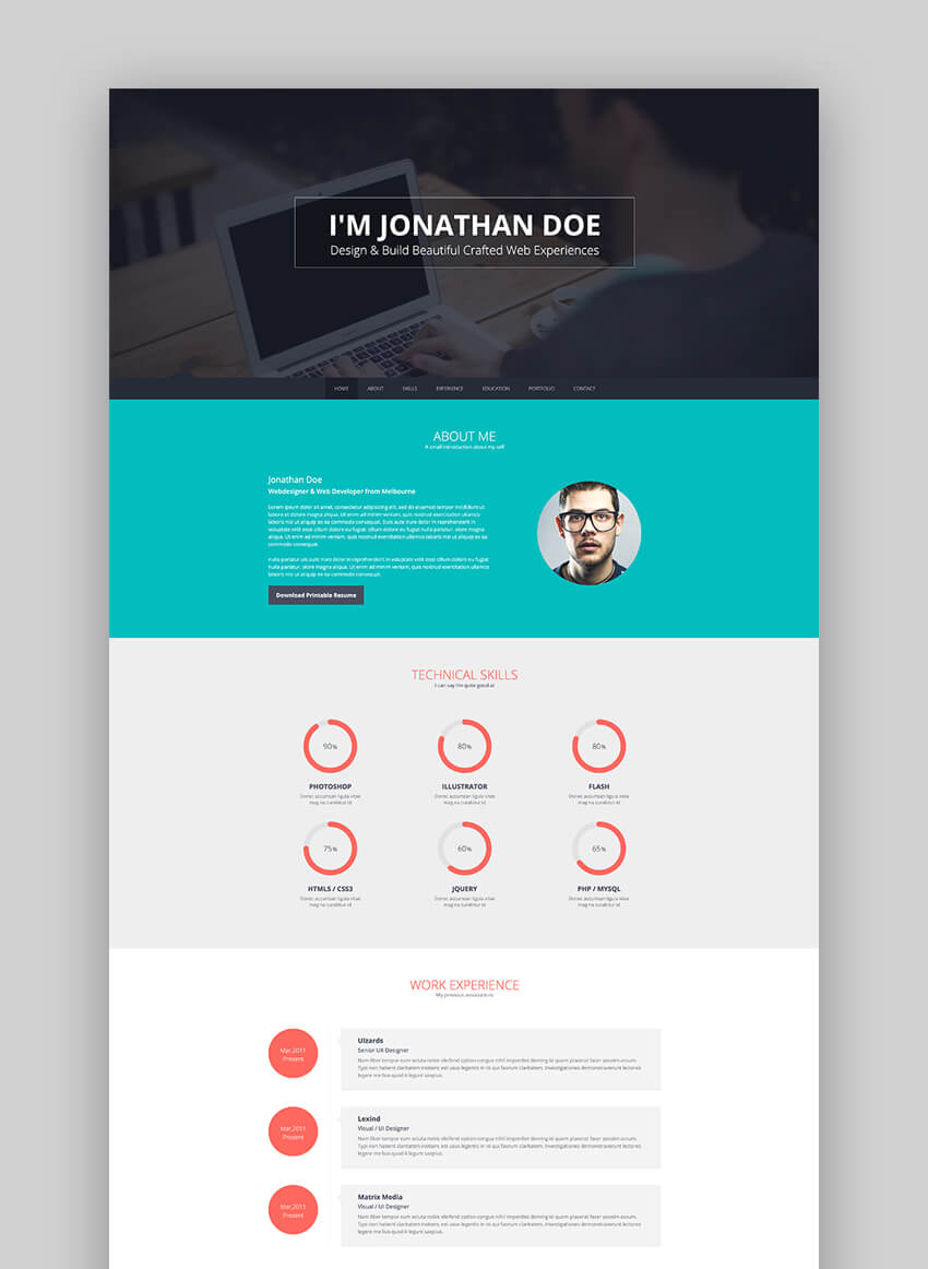 23+ Best HTML Resume Templates to Make Personal Profile CV Websites ...