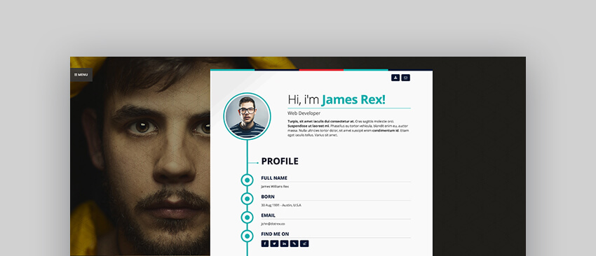 23+ Best HTML Resume Templates to Make Personal Profile CV Websites ...