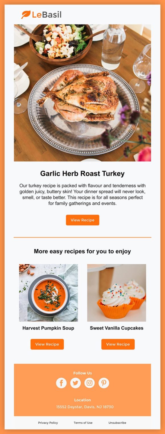Food email template