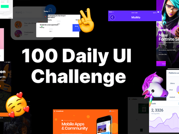 100 Daily UI Challenge: Big collection of elements