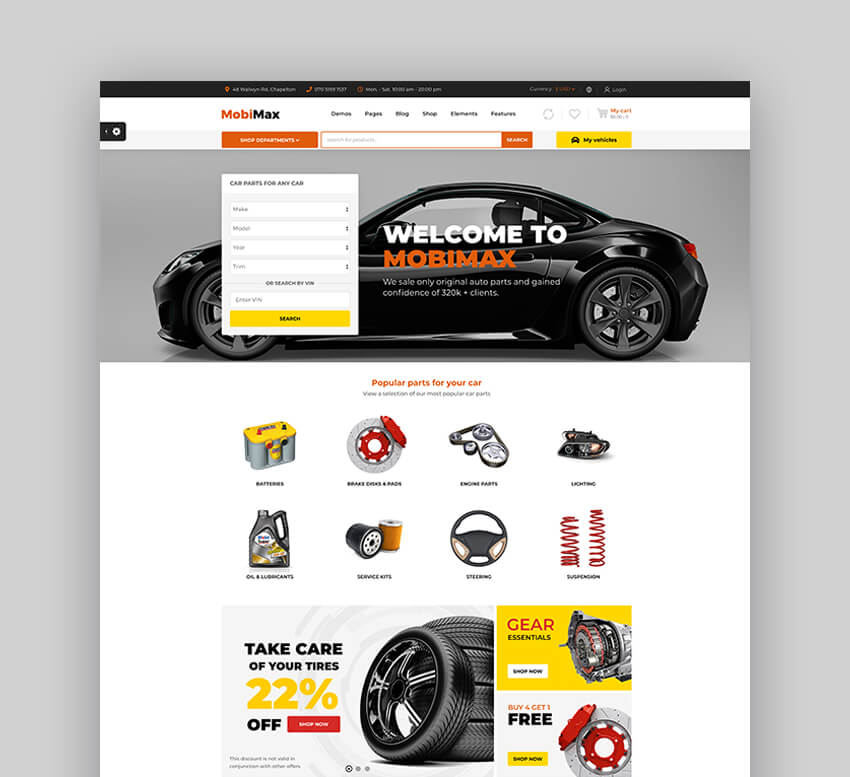 MobiMax - Best Auto Parts WordPress WooCommerce Theme