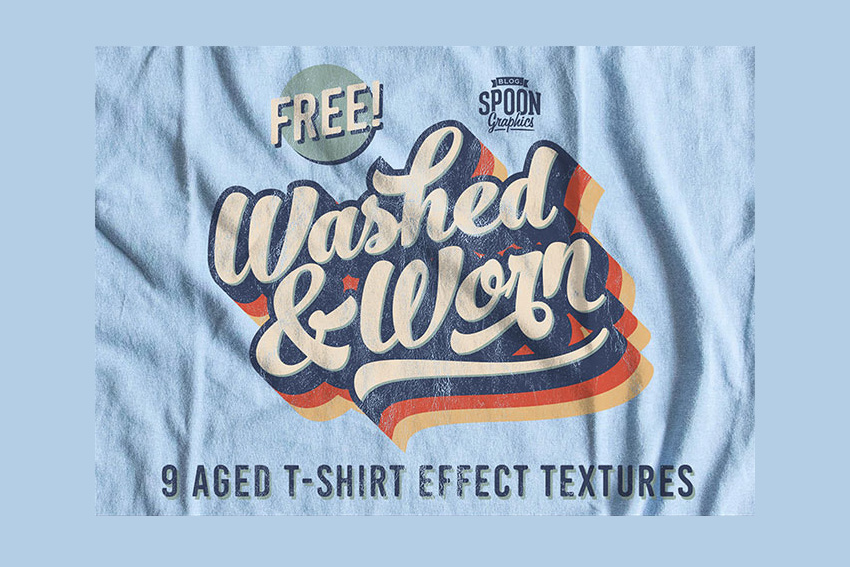 9 Free Washed  Worn Aged T-Shirt Effect Textures