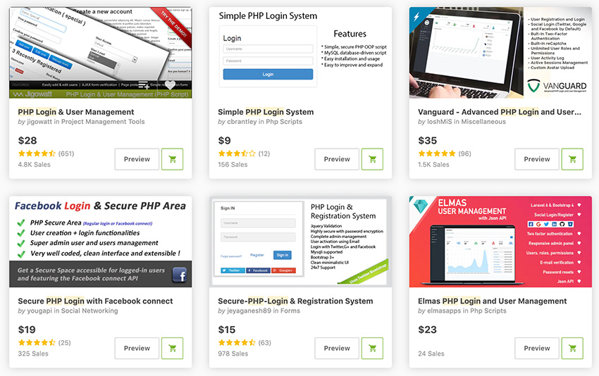 Best-Selling PHP Login Forms available on CodeCanyon