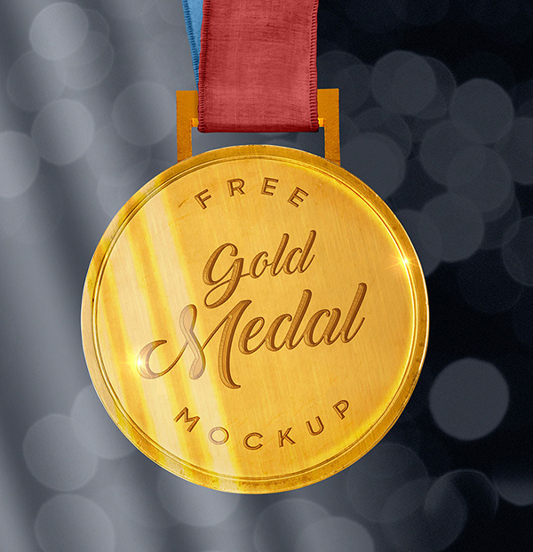 Free Sports Gold Medal Mockup PSD