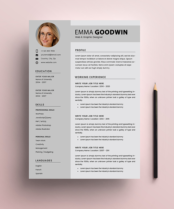 Free Resume 2 Page + Cover Letter Templates (PSD) - 1
