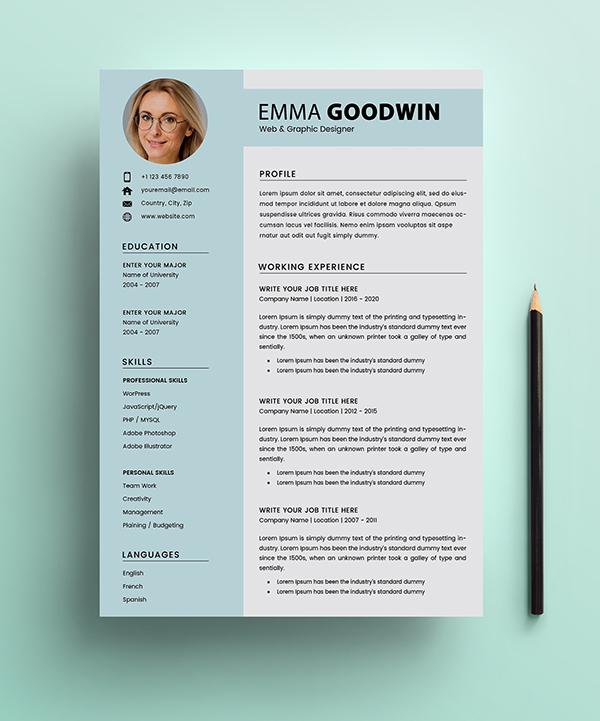 Free Resume 2 Page + Cover Letter Templates (PSD) - 4