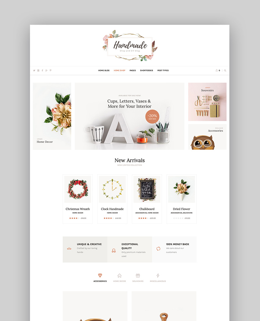 Handmade Shop - Handicraft Blog  Creative Shop WordPress Theme