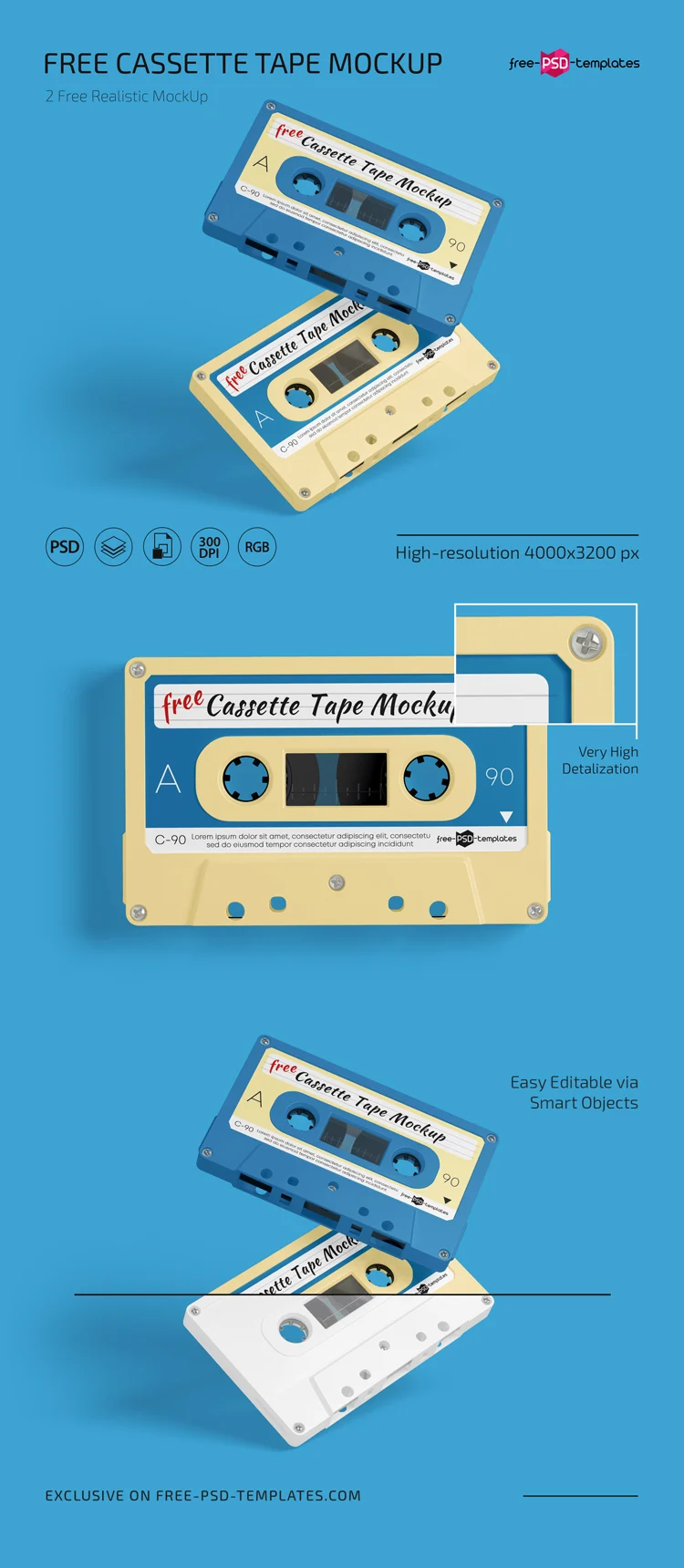 Free Cassette Tape Mockups