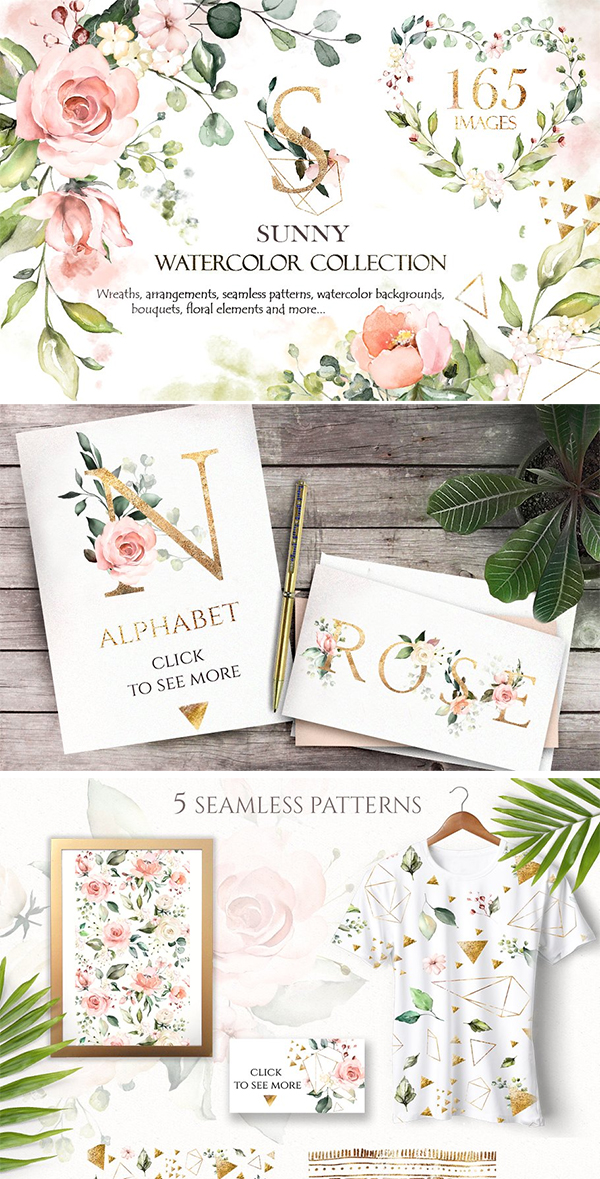 Sunny Watercolor Floral Collection