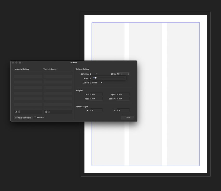 are column guides in affinity publisher