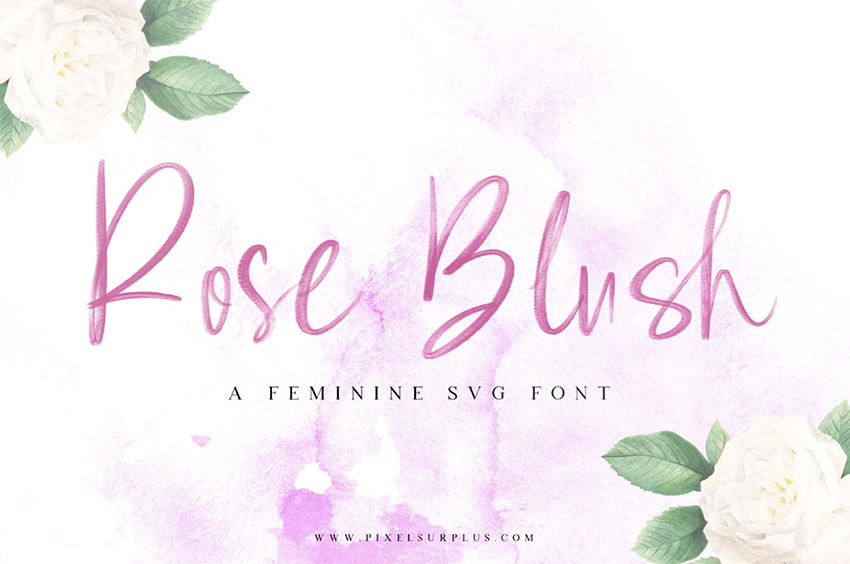 ROSE BLUSH SVG - FREE HAND DRAWN SCRIPT FONT
