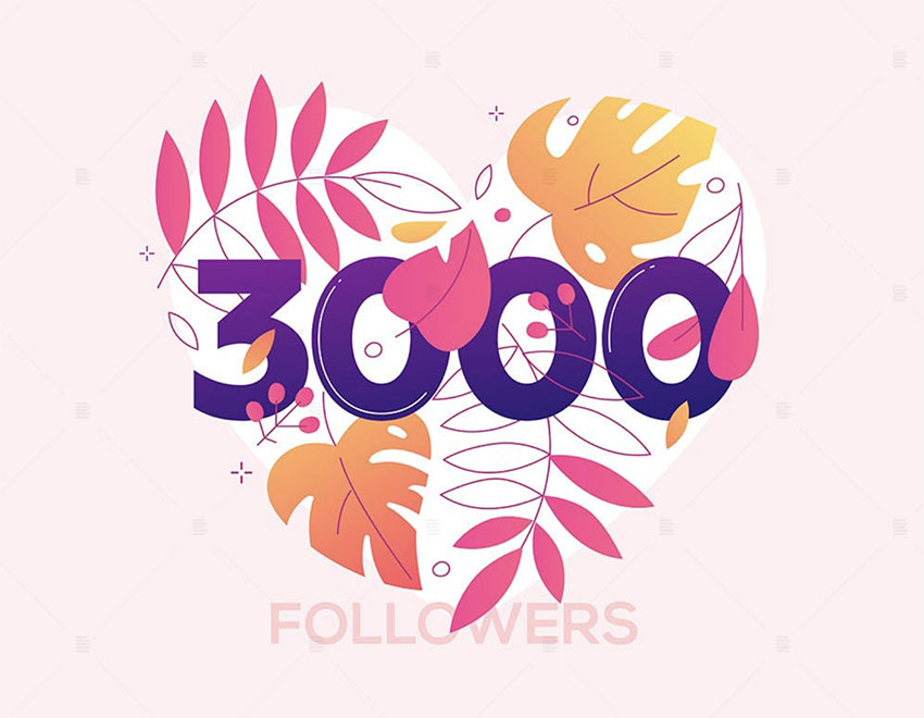 3000 Followers Heart Vector Image