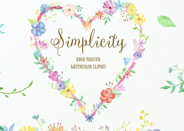 Watercolor Heart Clip Art Simplicity Collection