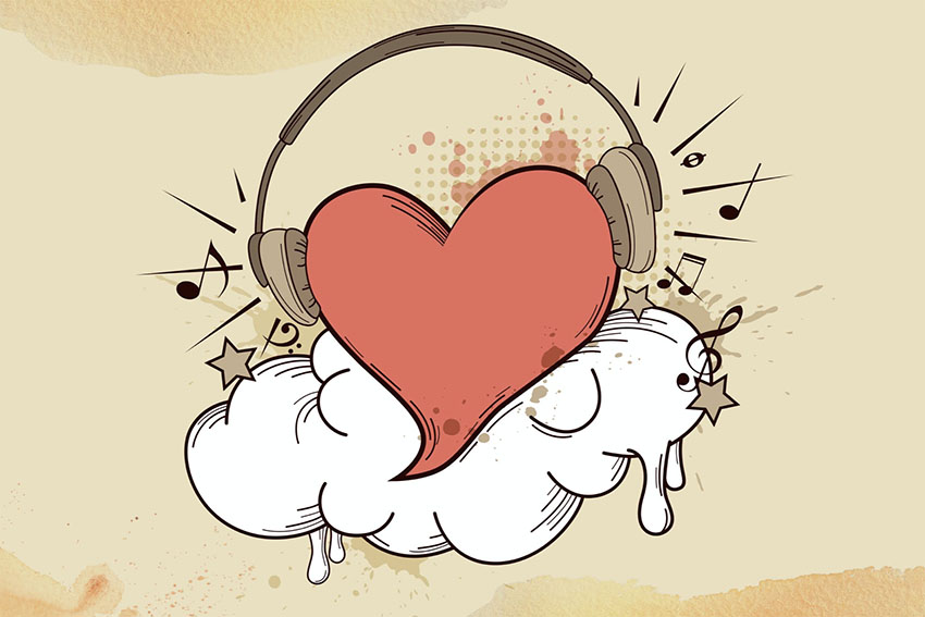 Red Heart Vector and Headphones